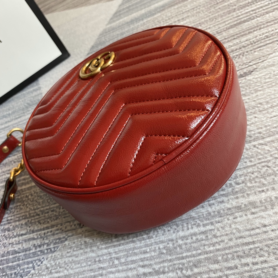 Gucci GG Marmont Mini Round Shoulder Bag 550154 Red